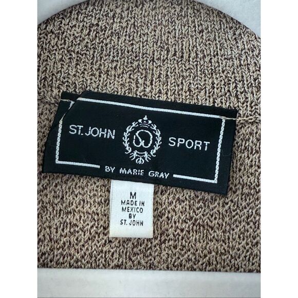 St. John Sport Heather Full Zip Long Sleeve Cardigan Sweater Tan Women's Medium - Picture 5 of 5